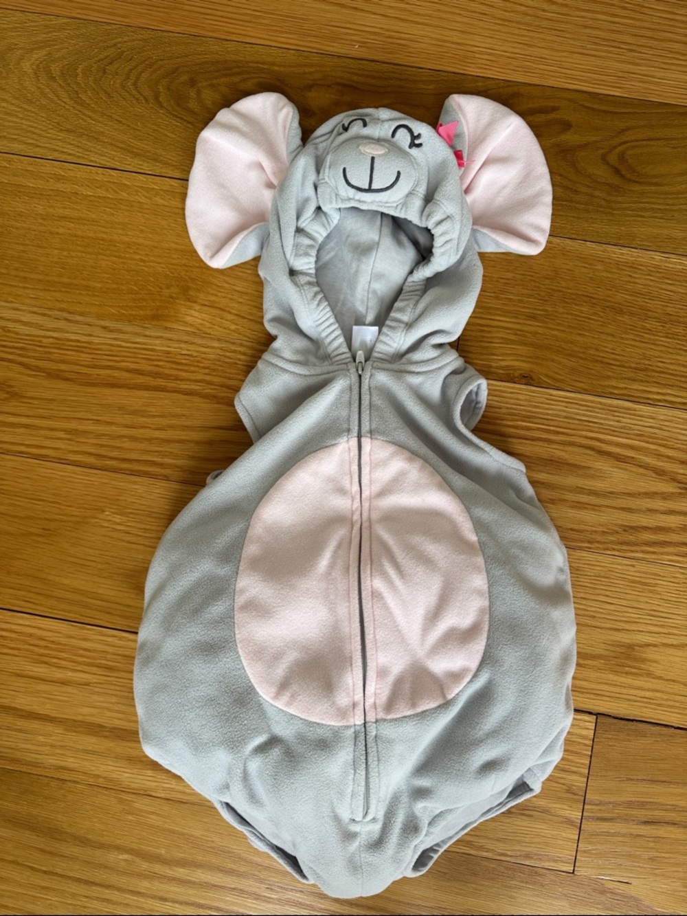 Kids Grey & Pink Mouse Hooded costume, 12 months